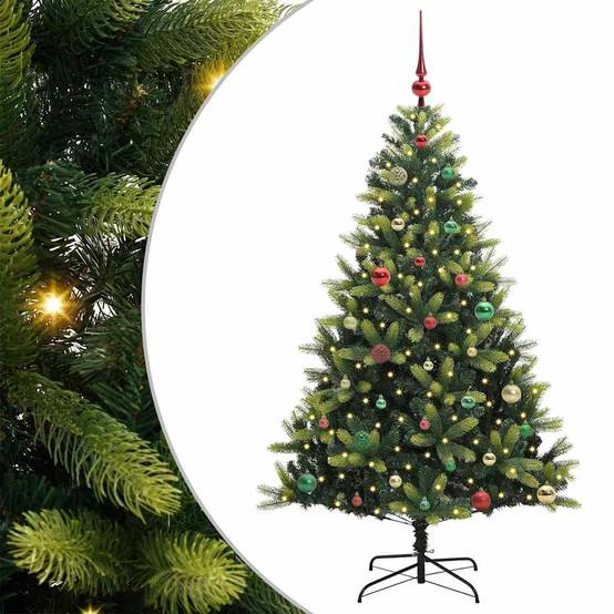 Sapin de Noël | Arbre de Noël artificiel à charnières 150 LED Vert 150 cm Maison Chic - Image 1