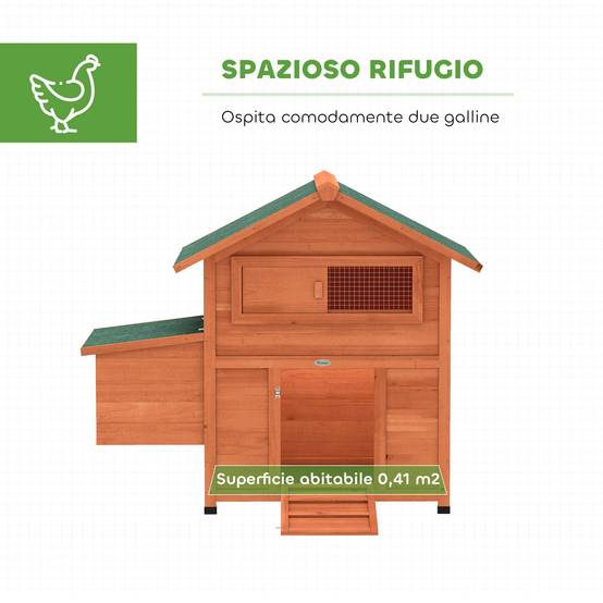 Poulailler en bois avec nid, toit imperméable, plateau amovible, 2 perchoirs, rampe, fenêtre, pour 2 poules, canards, orange - Image 6