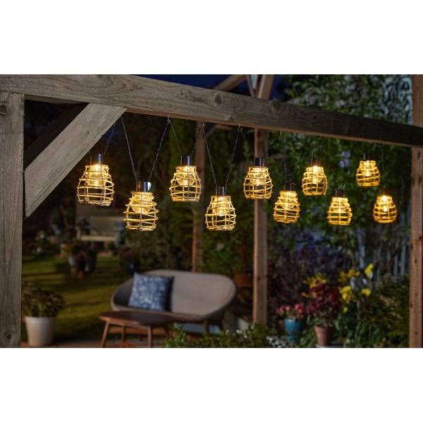 Guirlande solaire - SMART SOLAR - Lumina - 10 Leds - Faux rottin - Naturel - Image 2
