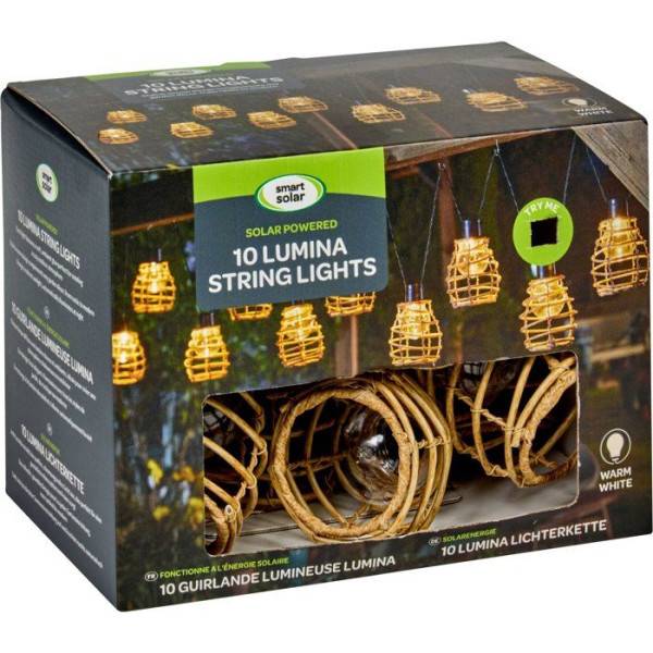 Guirlande solaire - SMART SOLAR - Lumina - 10 Leds - Faux rottin - Naturel - Image 3