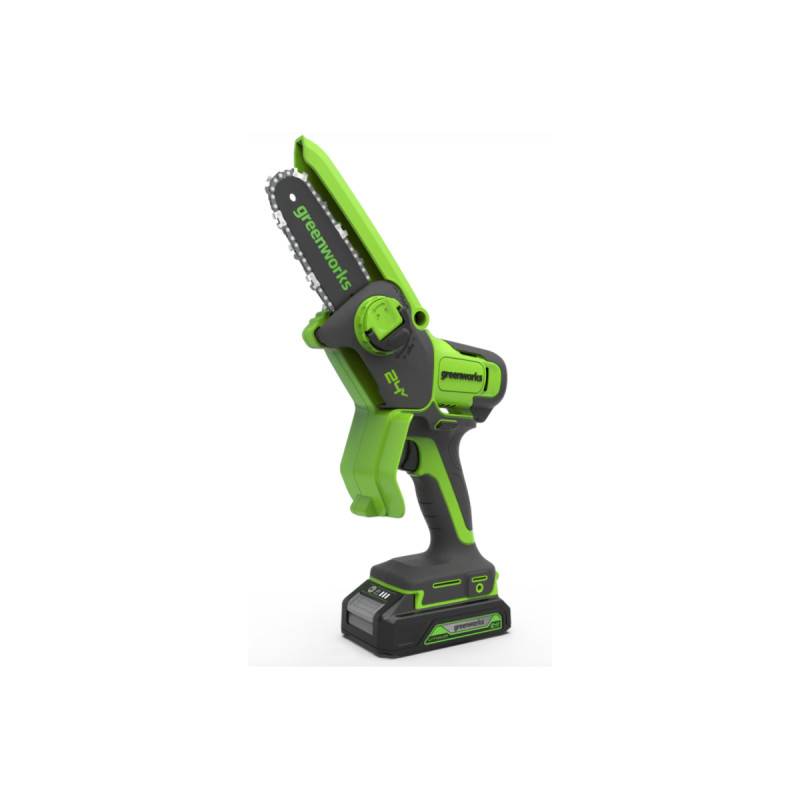 Greenworks - Mini-tronçonneuse 24V GREENWORKS - 10 cm - Batterie 2,0Ah et chargeur - G24MCS10K2 - Image 1