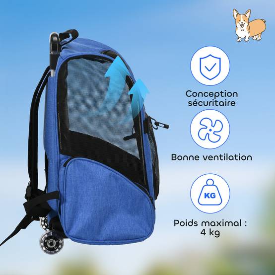 Sac transport à roulettes Tissus voyage trolley aérations multiples 42x25x55cm bleu - ComfortXL Outdoor Living - Image 9