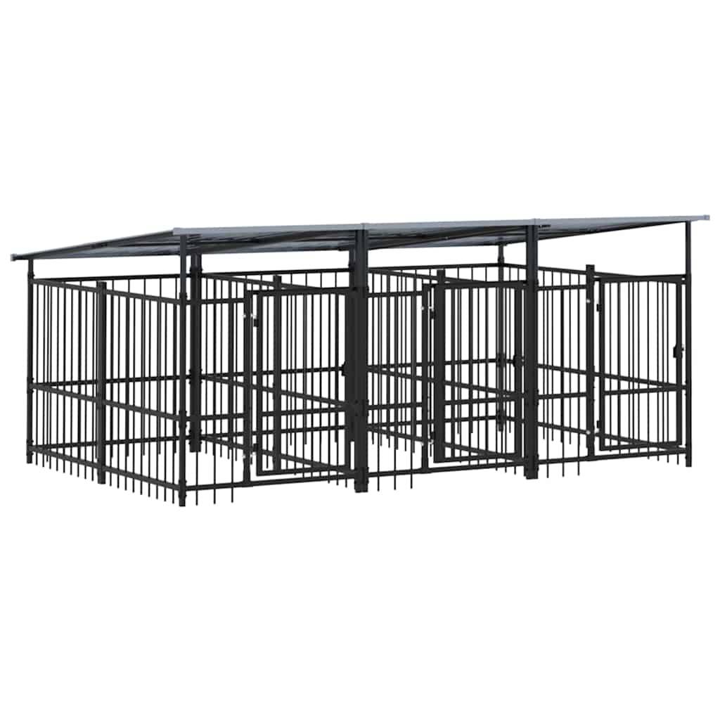 Vidaxl - Chenil d'extérieur avec toit pour chiens Acier 5,63 m² vidaXL 3124590 - Image 2