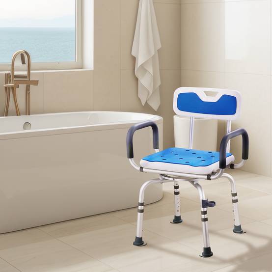 Vevor - VEVOR Chaise douche pivotante 360°, siège régl., accoudoirs/dossier, douche/baignoire, cap.400lb. - Image 8