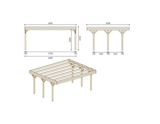 Altanka - Carport, abri de voiture 6.06x5.03 m - 30.48 m2 - CAR5 - ALTANKA - Image 3