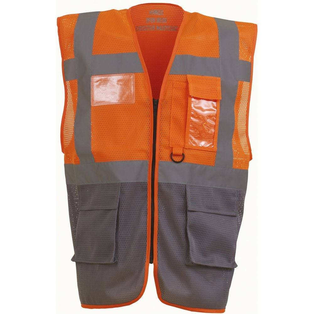 Gilet de travail haute visibilité Yoko Top Cool "Management" Orange / Gris XL