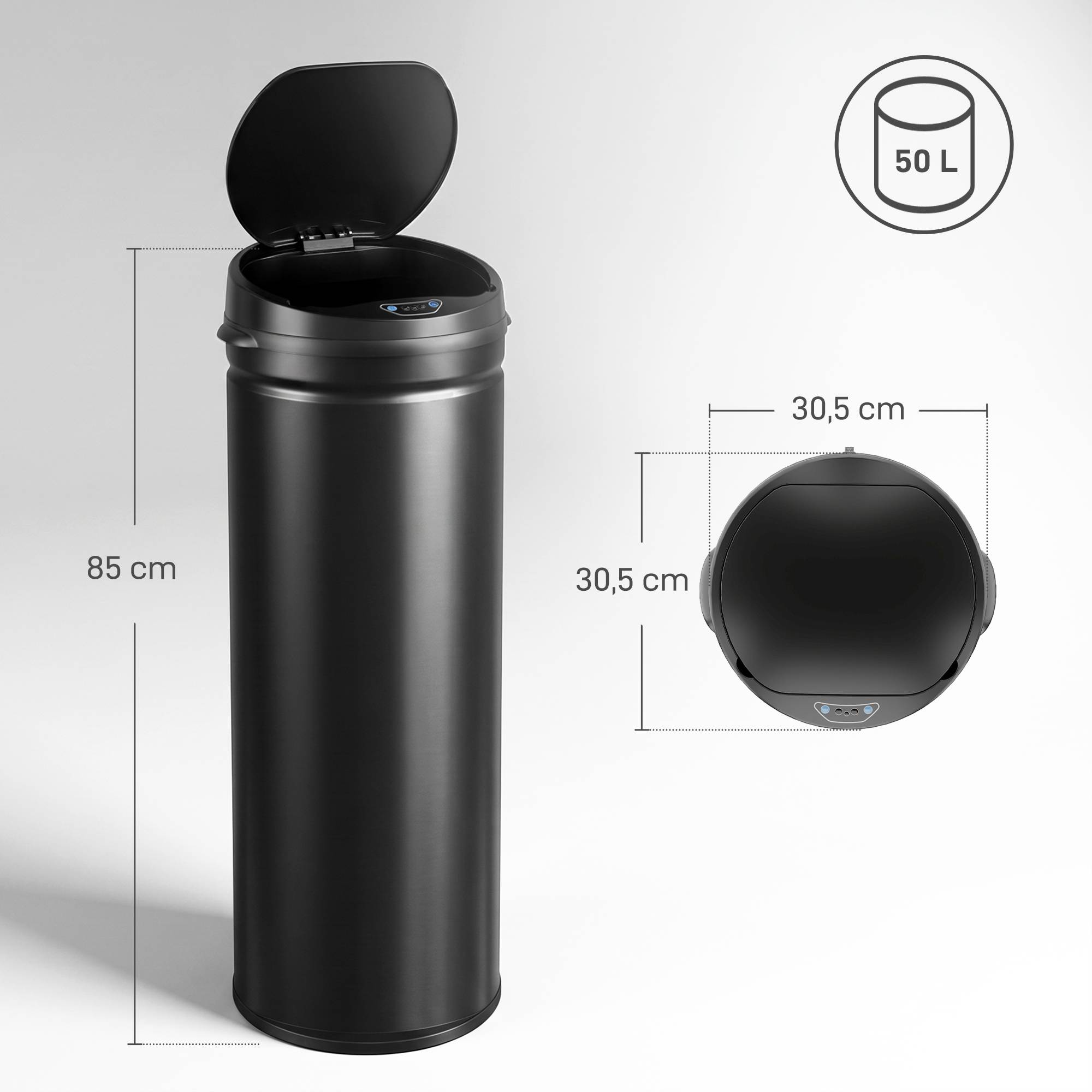 Sans Marque - Cube cuisine automatique 50 L capteur infrarouge anti-traces inox noir érable - Image 5