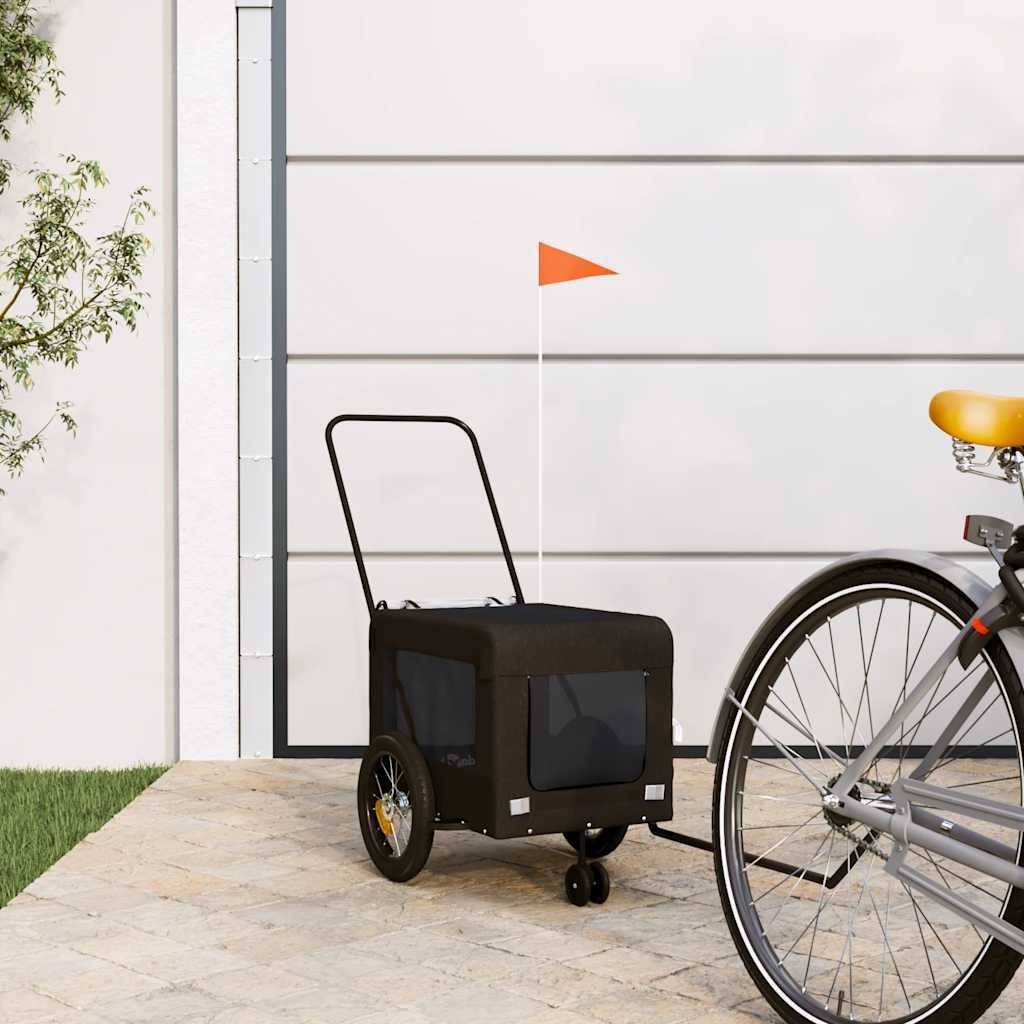 Remorque de vélo pour animaux tissu Oxford et fer noir 120 x 54.5 x 53 cm - PANGIVO - Image 1
