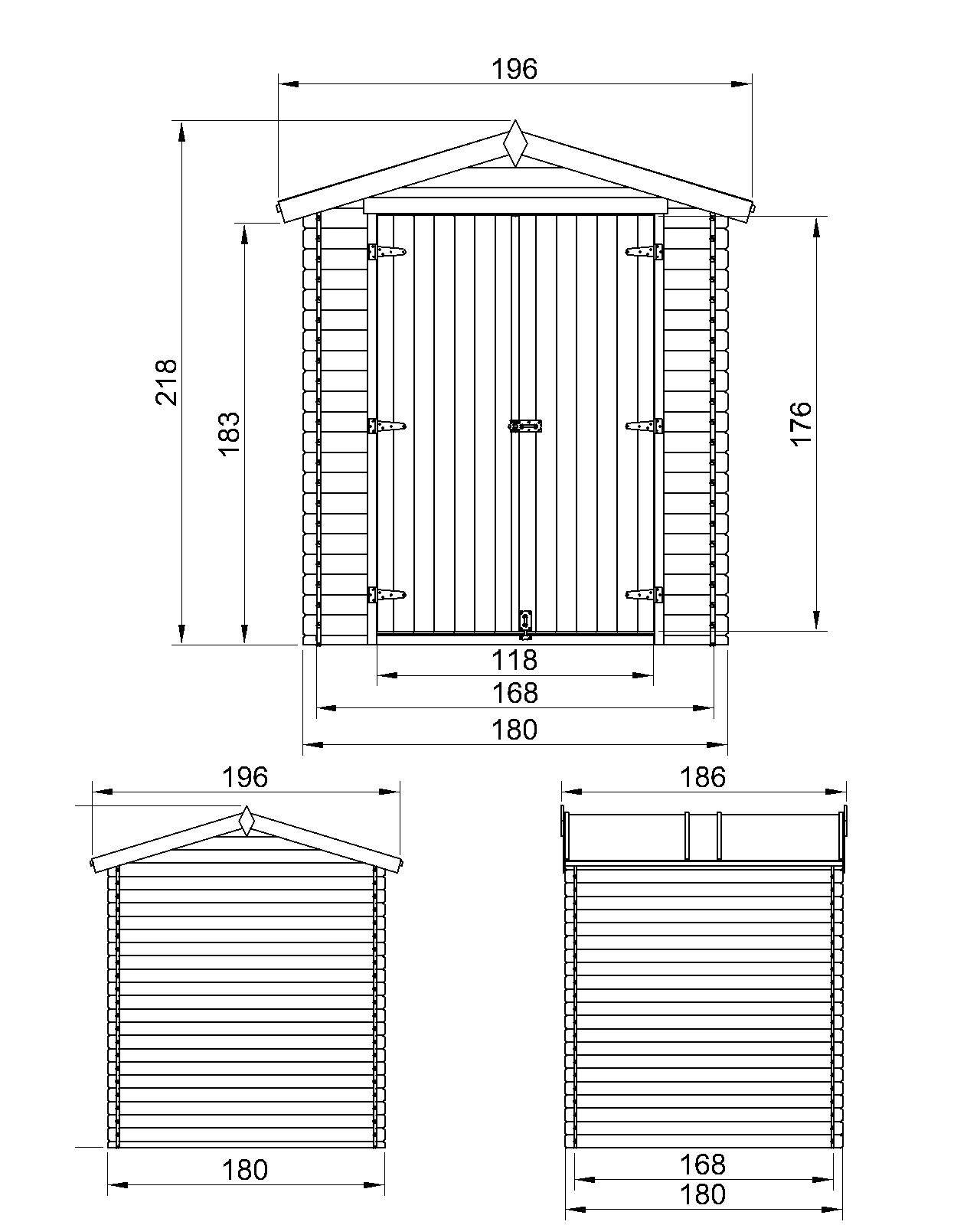 Timbela - Abri de Jardin en Bois - 186x196xH218 cm / 2,82 m² - 19 mm d’épaisseur - Timbela M320C1 - Image 5