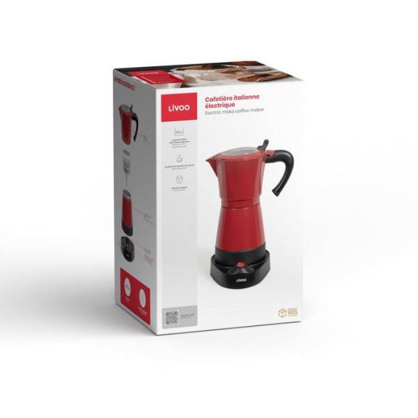 Livoo - Cafetière italienne électrique rouge 6 tasses - Image 5