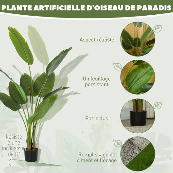 Plante artificielle intérieure 160 cm, arbre artificiel avec pot en plastique et terreau floqué - Image 6