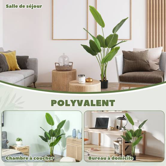 Plante artificielle intérieure 160 cm, arbre artificiel avec pot en plastique et terreau floqué - Image 7