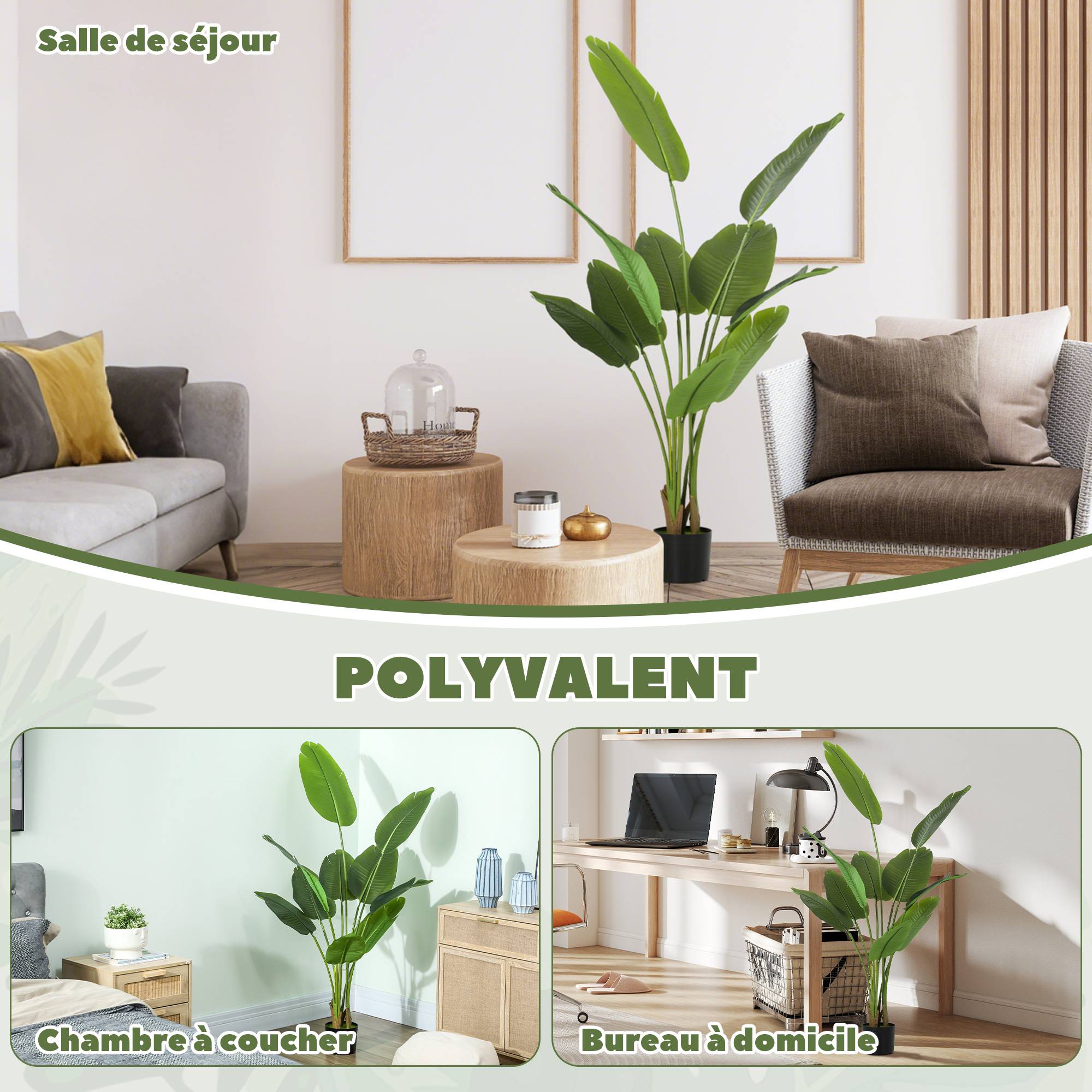 Plante artificielle intérieure 160 cm, arbre artificiel avec pot en plastique et terreau floqué - Image 7