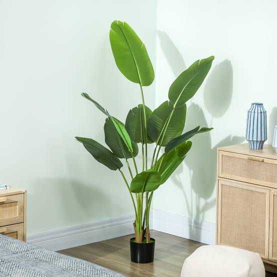 Plante artificielle intérieure 160 cm, arbre artificiel avec pot en plastique et terreau floqué - Image 10