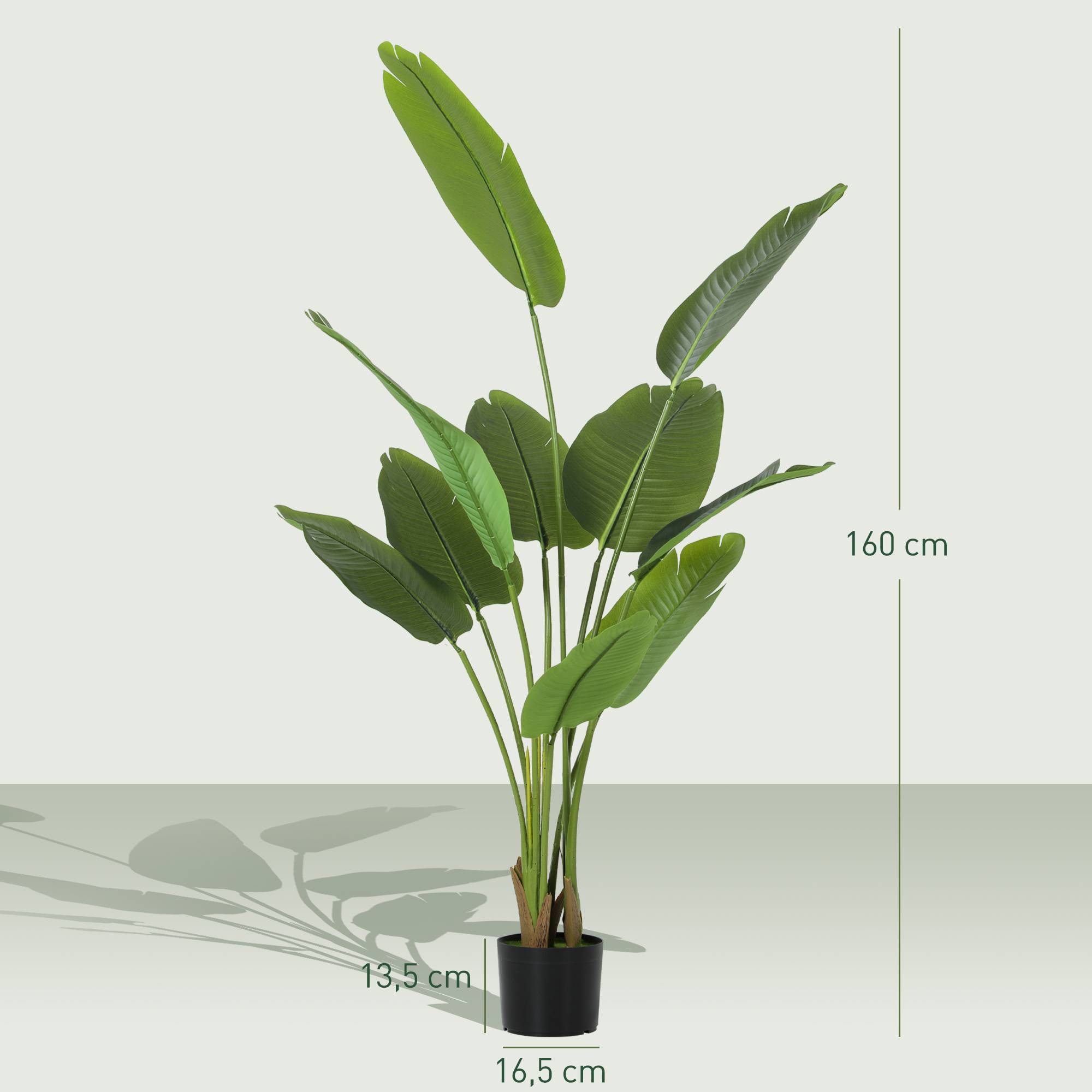 Plante artificielle intérieure 160 cm, arbre artificiel avec pot en plastique et terreau floqué - Image 5