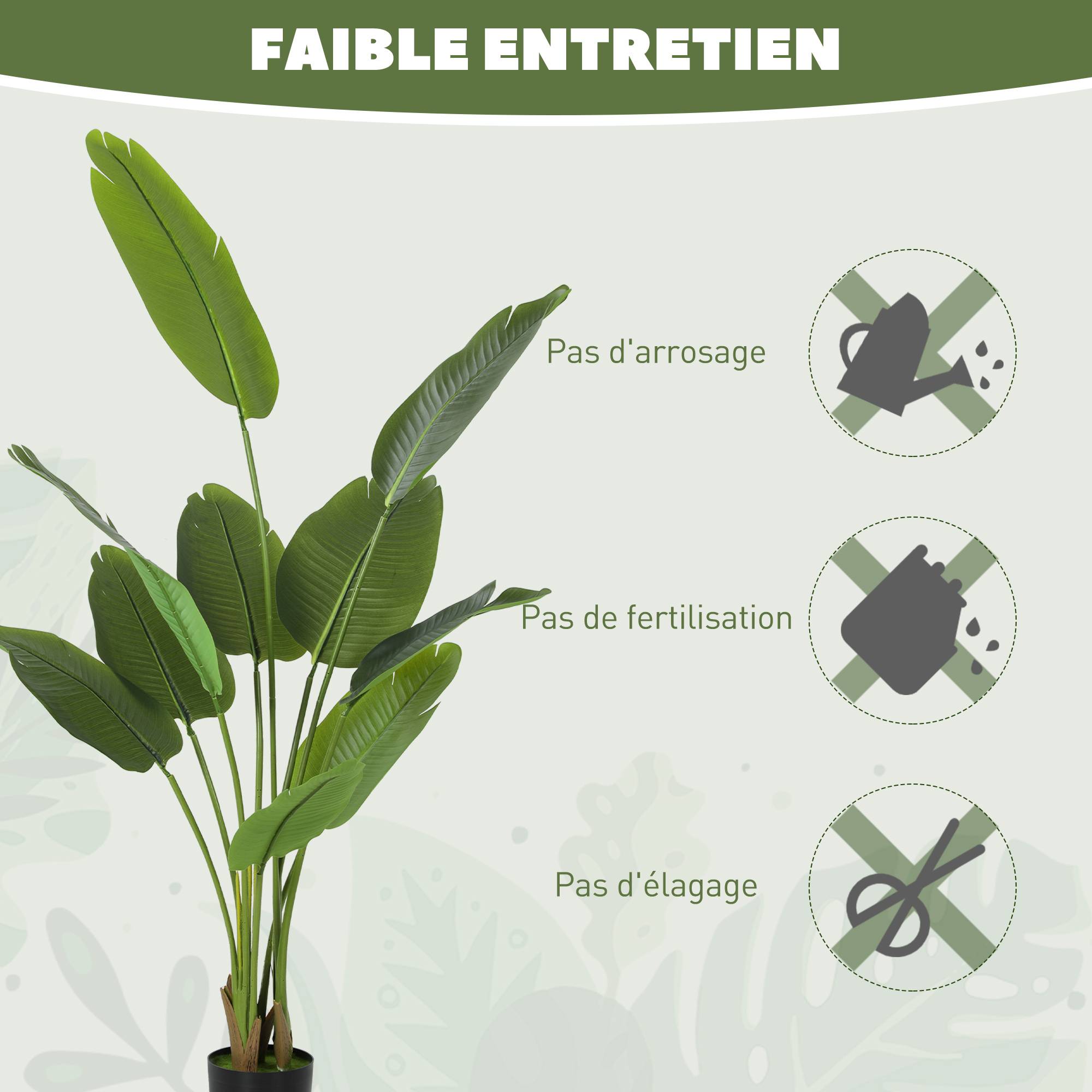 Plante artificielle intérieure 160 cm, arbre artificiel avec pot en plastique et terreau floqué - Image 8