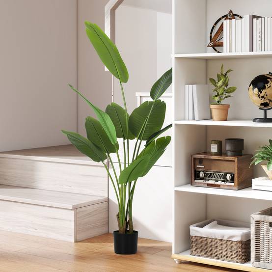 Plante artificielle intérieure 160 cm, arbre artificiel avec pot en plastique et terreau floqué - Image 3