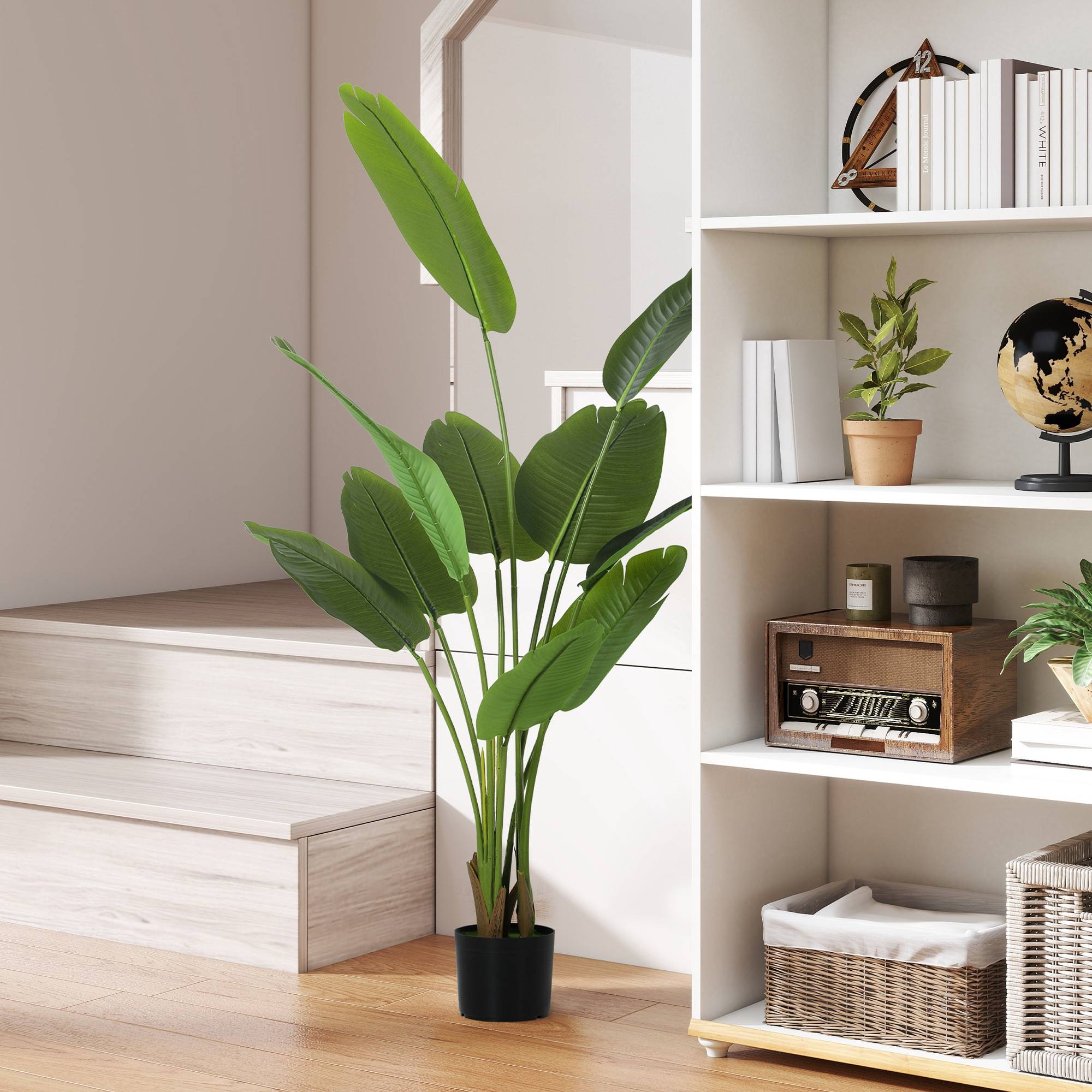 Plante artificielle intérieure 160 cm, arbre artificiel avec pot en plastique et terreau floqué - Image 3