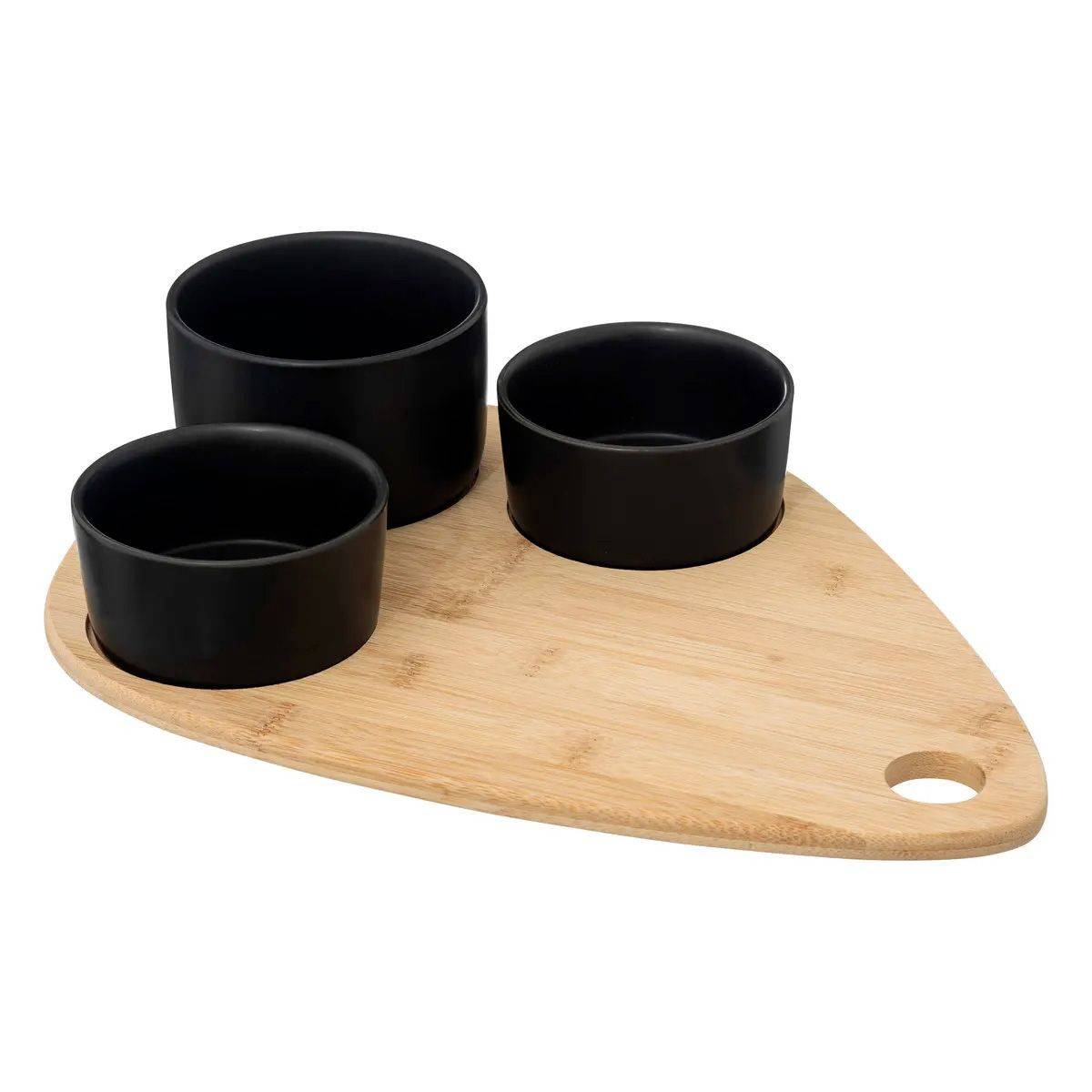 Service Apéritif 4 Pièces "Bambou" 35cm Noir