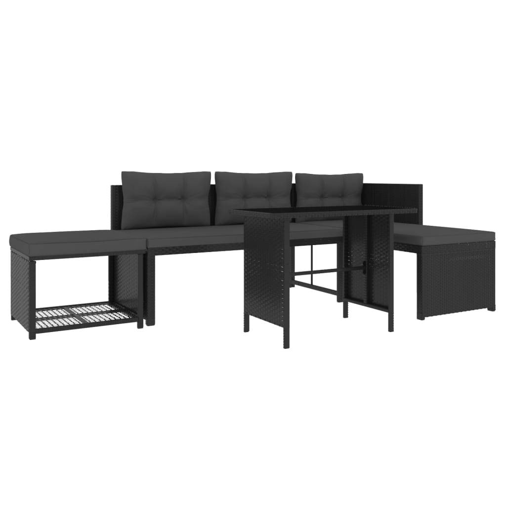 Helloshop26 - Salon de jardin meuble d'extérieur ensemble de mobilier 4 pièces résine tressée noir - Image 2