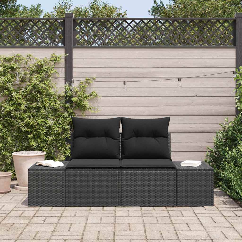 Vidaxl - Canapé de jardin avec coussin Noir 184 x 62 x 69 cm polyrotin vidaXL 42006811 - Image 1
