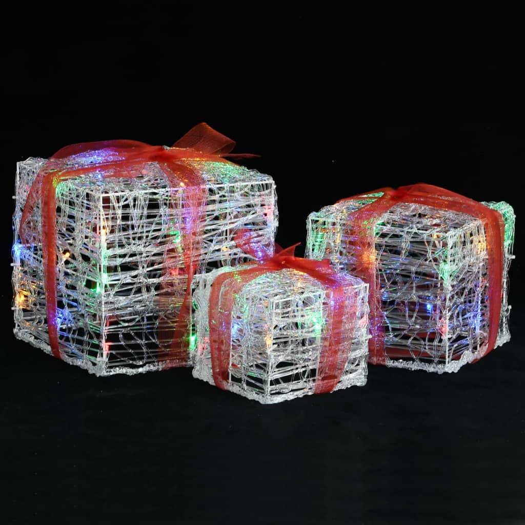 3 pcs Boîtes-cadeaux de Noël décoratives - Décoration Pour Noël Acrylique colorées - Image 1
