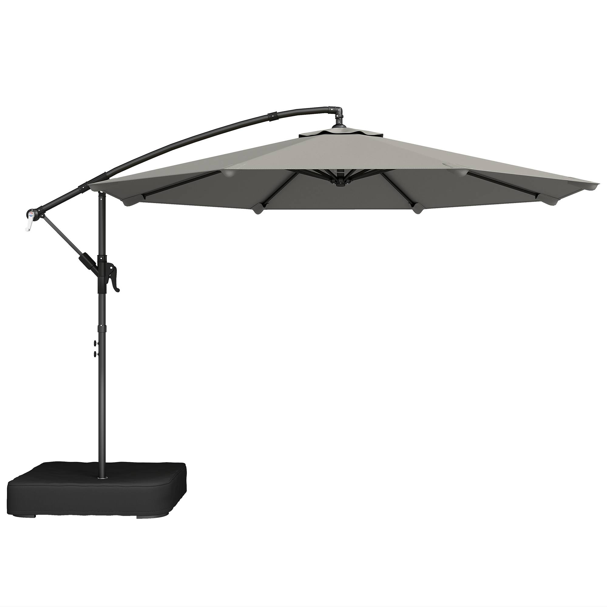 Outsunny - Parasol déporté rotatif 360° et manivelle - base et sac sable inclus - métal - Ø3m - gris - Outsunny - Image 1