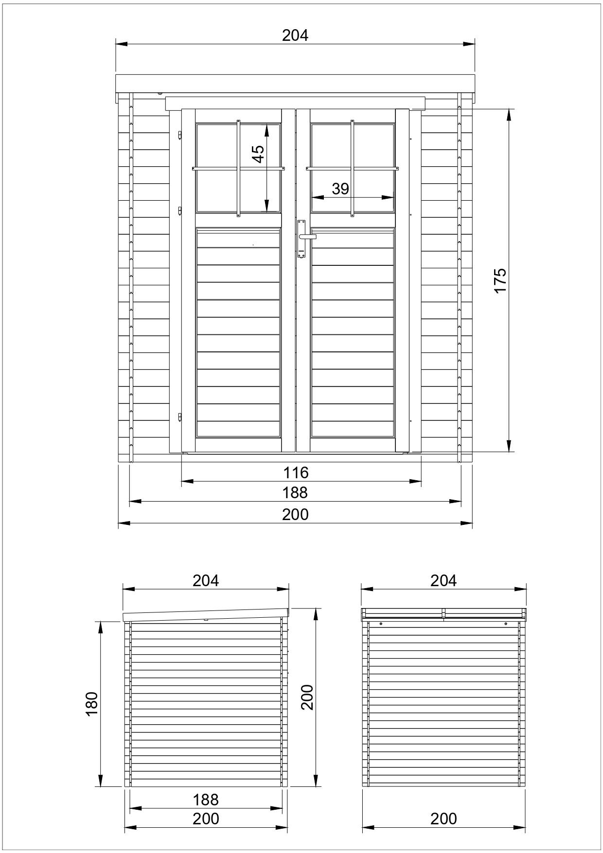 Timbela - Abri de jardin en bois l204xL204xH200 cm / 3,53 m² avec porte verrouillable de haute qualité - 19 mm d’épaisseur - Timbela M309F - Image 6