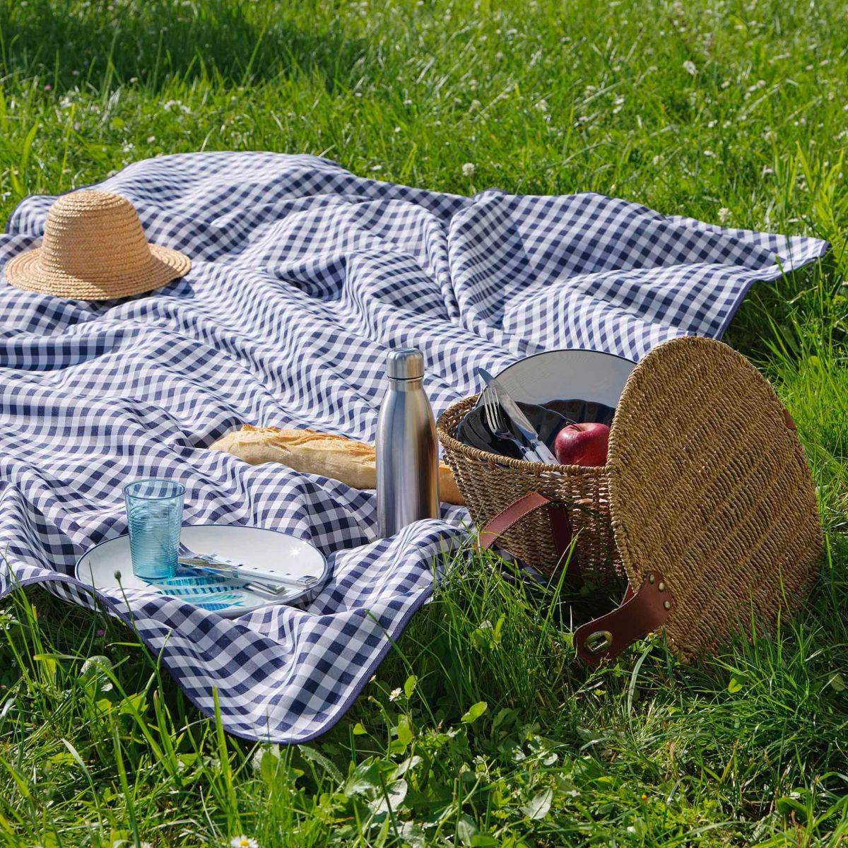Nappe Antitache Imprimé "Vichy" 150x150cm Bleu - Image 4