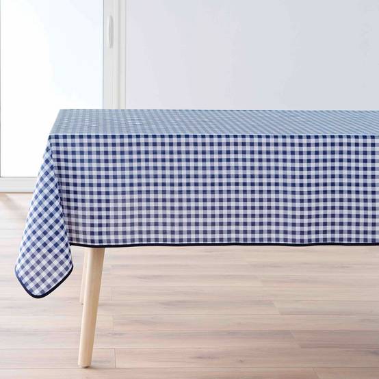 Nappe Antitache Imprimé "Vichy" 150x150cm Bleu - Image 1