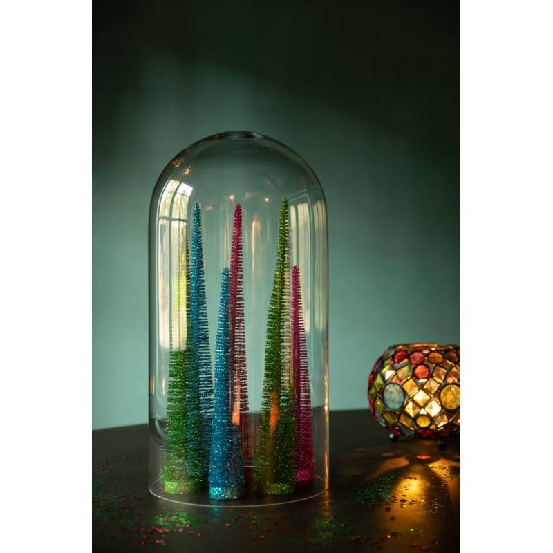 J-Line - Lot de 3 sapin de Noël artificiel en plastique rose 10x10x41 cm - J-Line - Image 1