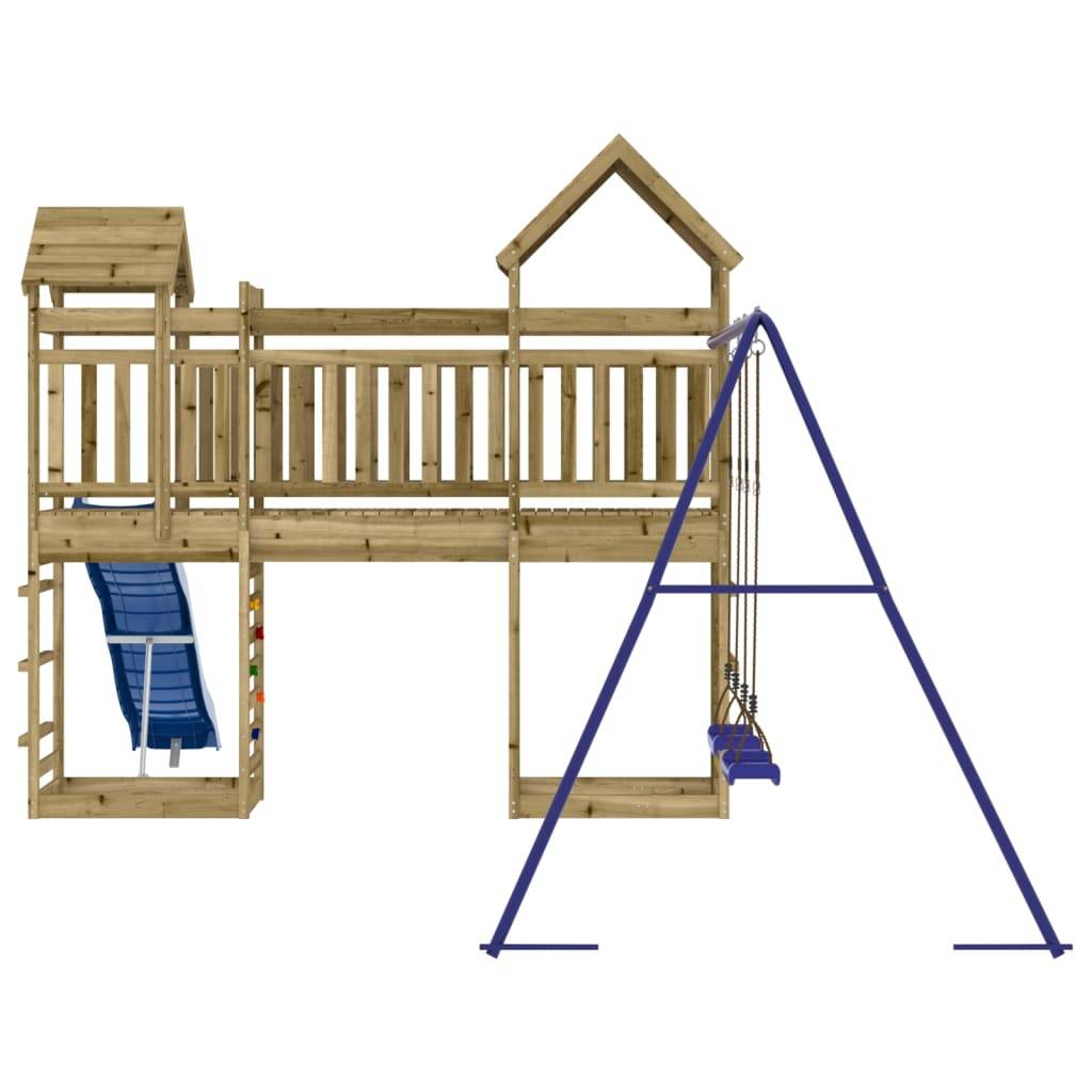 Helloshop26 - Aire de jeux d'extérieur balançoires toboggan portiques robuste jeux jardin 492 x 360 x 264 cm bois de pin imprégné - Image 4