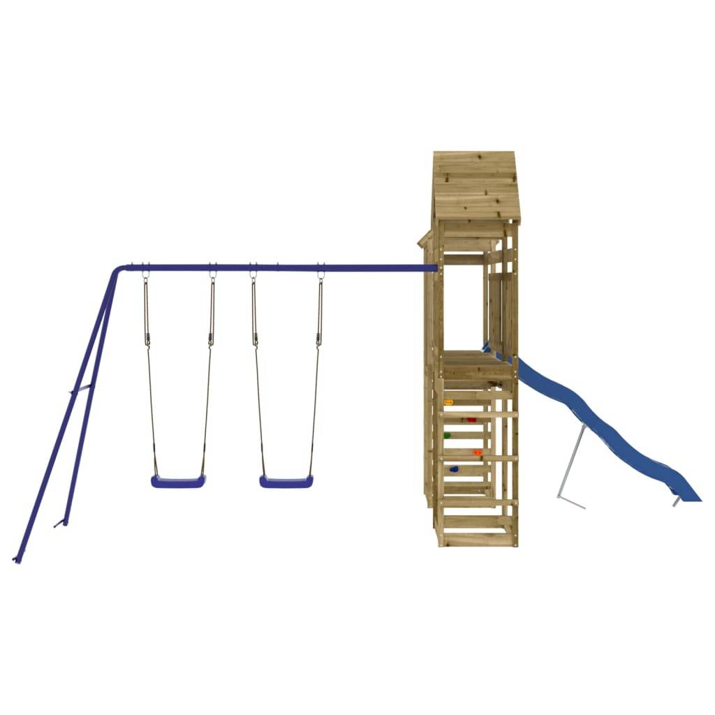 Helloshop26 - Aire de jeux d'extérieur balançoires toboggan portiques robuste jeux jardin 492 x 360 x 264 cm bois de pin imprégné - Image 2