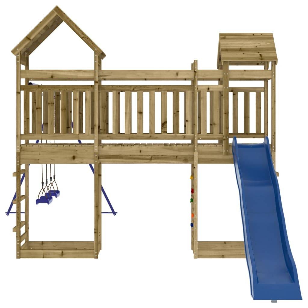 Helloshop26 - Aire de jeux d'extérieur balançoires toboggan portiques robuste jeux jardin 492 x 360 x 264 cm bois de pin imprégné - Image 5