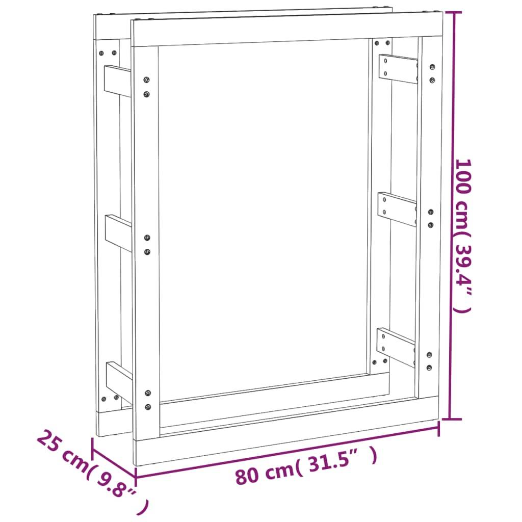 Range-bûches en Pin Massif teinte Miel pour Intérieur Stockage grande capacité 80x25x100 cm - ComfortXL Outdoor Living - Image 8