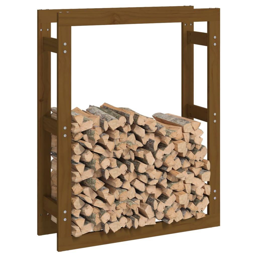 Range-bûches en Pin Massif teinte Miel pour Intérieur Stockage grande capacité 80x25x100 cm - ComfortXL Outdoor Living - Image 4