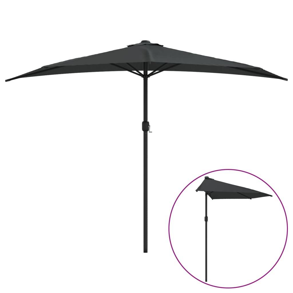 PANGIVO - Parasol de balcon demi-rond aluminium et acier anthracite 300 x 155 x 223 cm - PANGIVO - Image 2