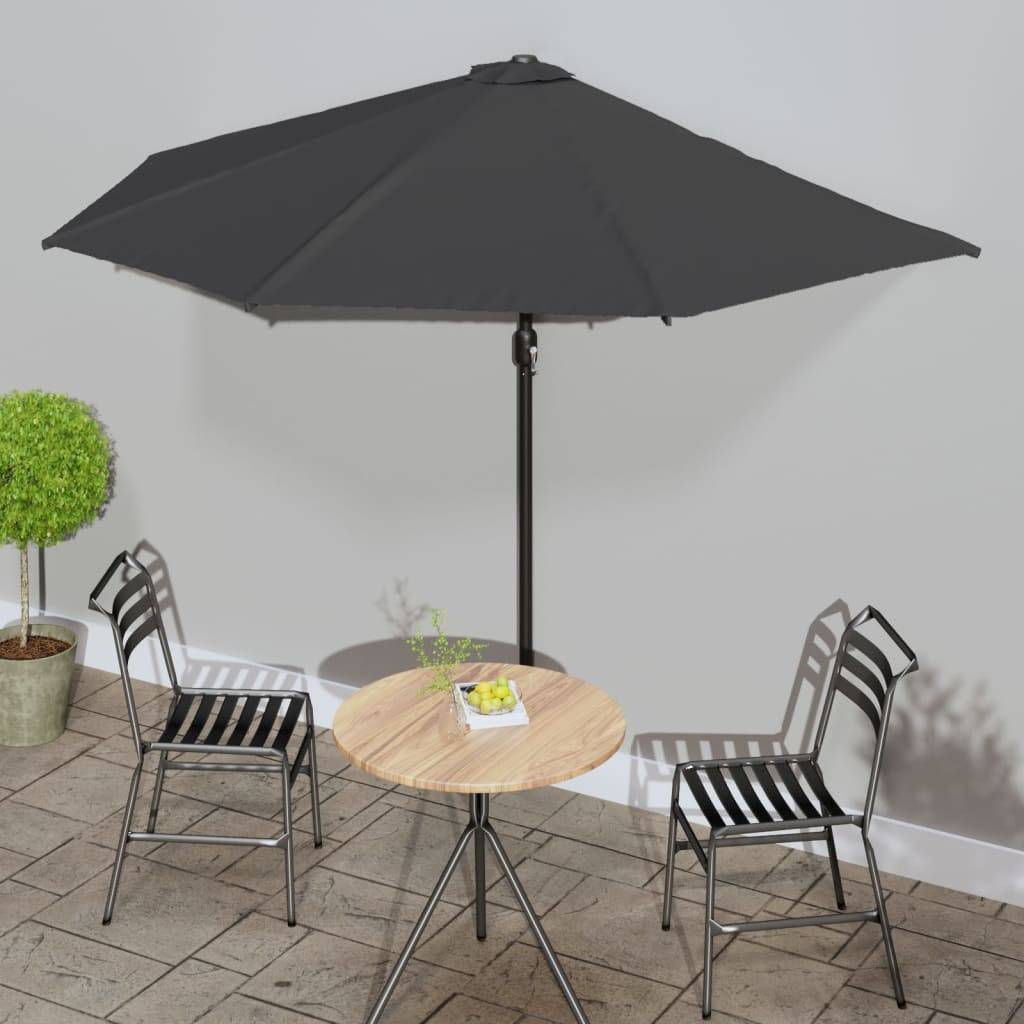 PANGIVO - Parasol de balcon demi-rond aluminium et acier anthracite 300 x 155 x 223 cm - PANGIVO - Image 1