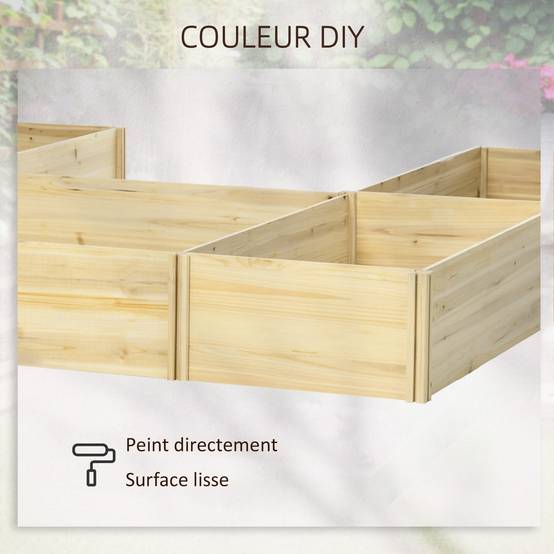 Carré potager bois de sapin naturel 230 x 230 x 28 cm - PANGIVO - Image 7