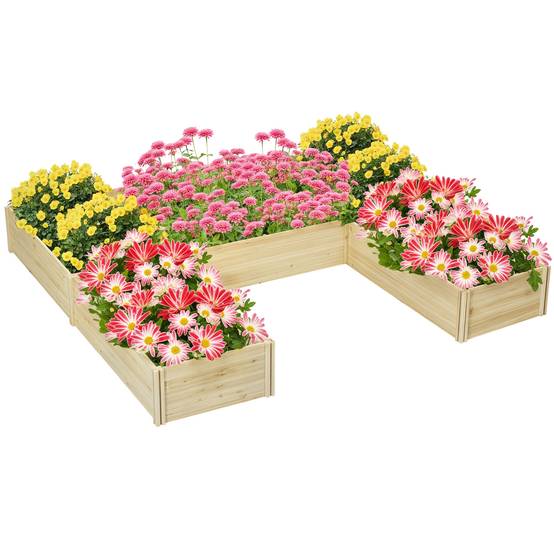 Carré potager bois de sapin naturel 230 x 230 x 28 cm - PANGIVO - Image 1