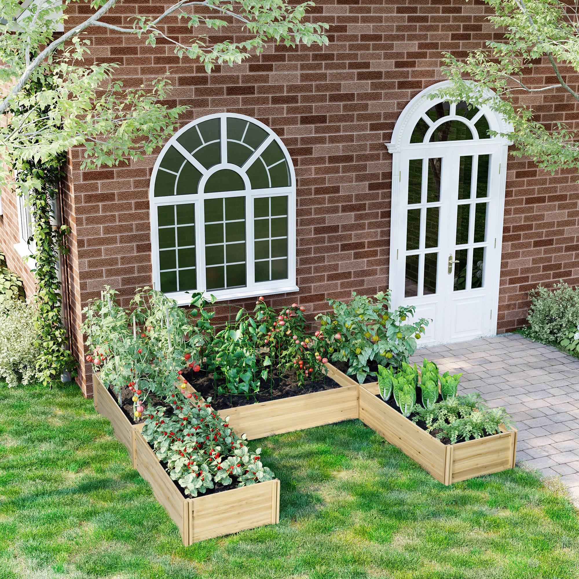 Carré potager bois de sapin naturel 230 x 230 x 28 cm - PANGIVO - Image 3