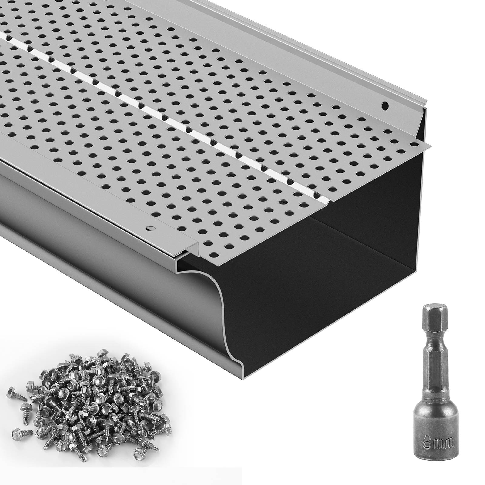 Vevor - VEVOR Grille protection gouttière 152 mm, alu, 26 pièces, longueur totale 31,7 m. Anti-feuilles, trou 4 mm.