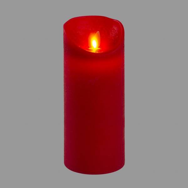 Bougie LED en cire rouge Flamme vacillante à piles H18cm Timer Blanc chaud Lotti - Image 1