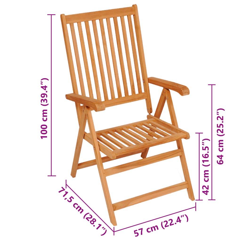 PANGIVO - Chaises inclinables de jardin et coussins rouges Teck solide 57 x 71.5 x 100 cm - PANGIVO - Image 10