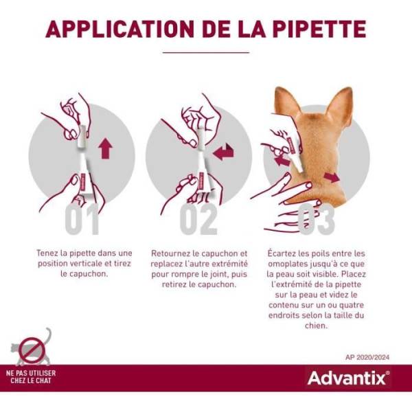 Advantix - Advantix Chien Solution Antiparasitaire Puces Tiques Répulsif Mouches Moustiques Phlébotomes 1,5 a 4kg 4 pipettes - Image 3