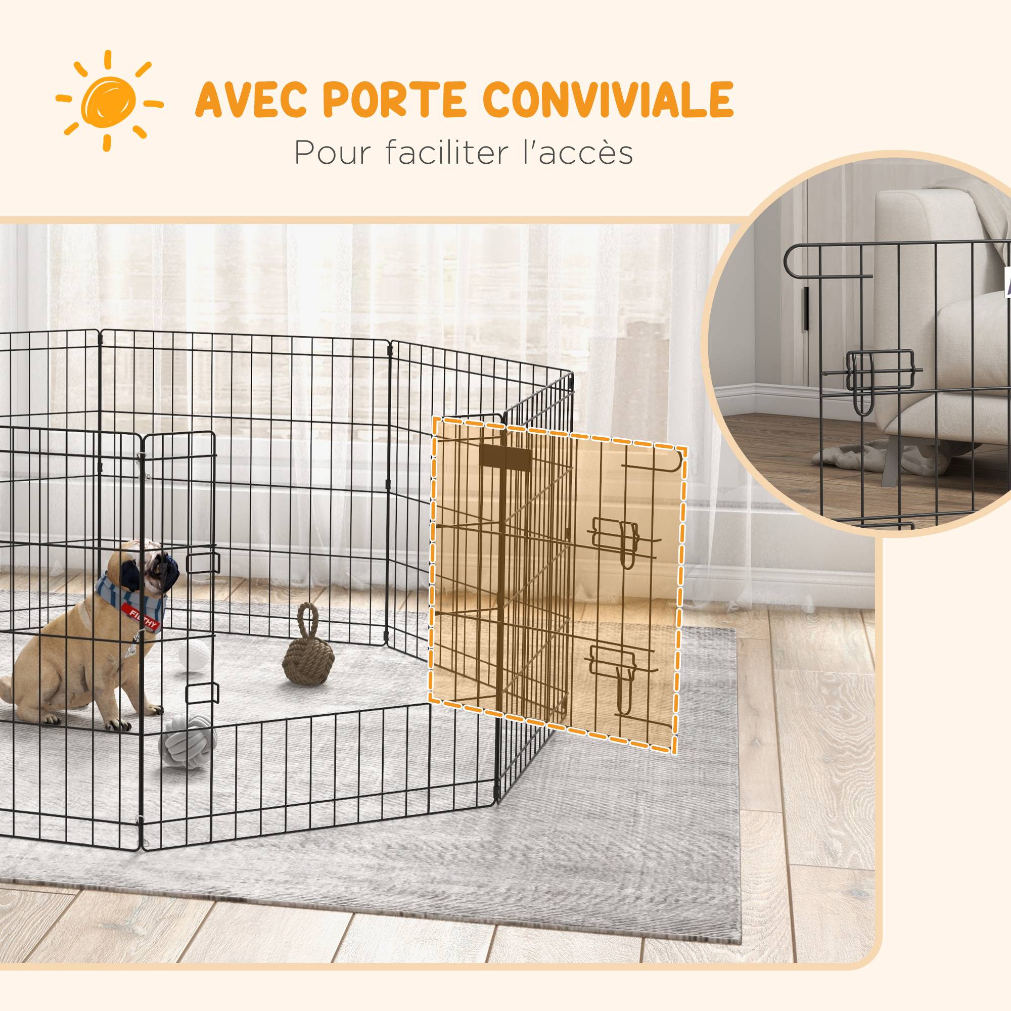 Parc enclos modulable pour chiens lapins rongeurs clôture pour petits animaux intérieur et extérieur pliant 8 panneaux - Image 9