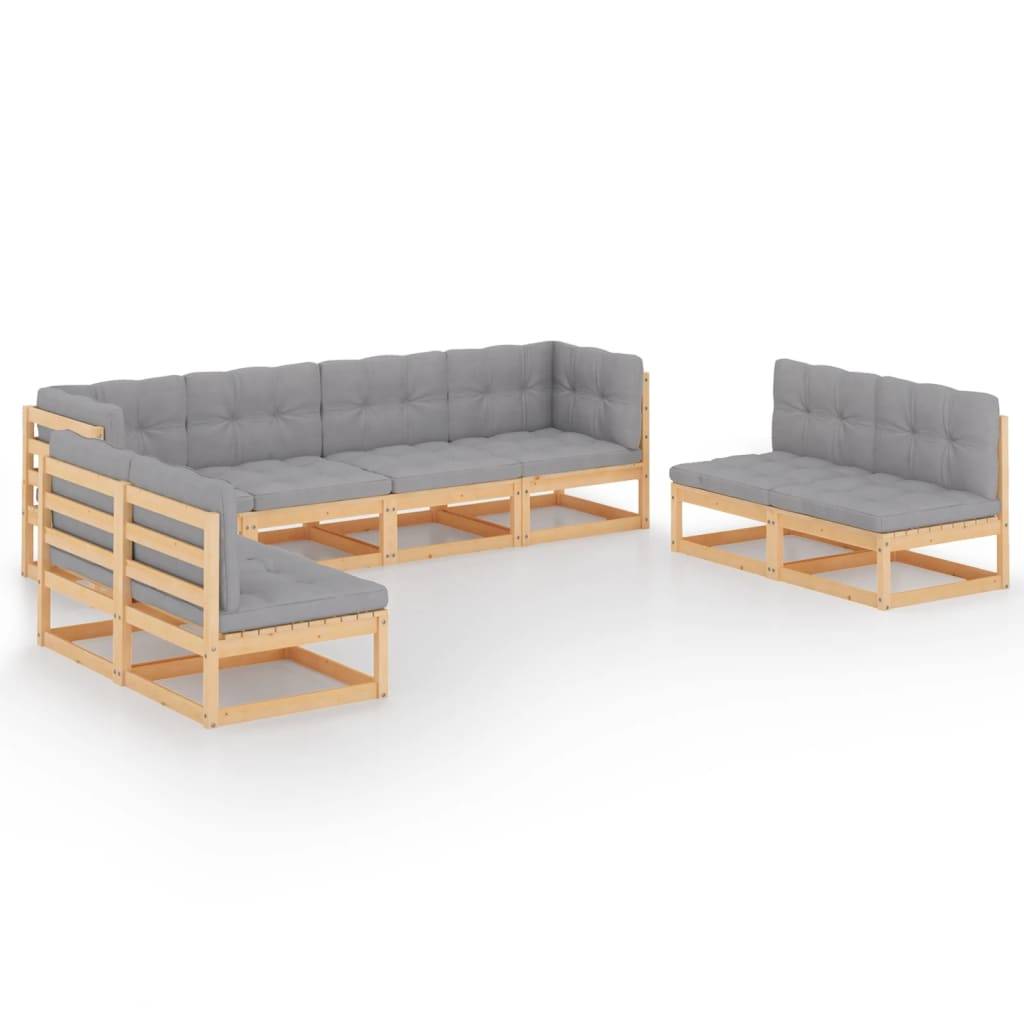 Helloshop26 - Salon de jardin meuble d'extérieur ensemble de mobilier 8 pièces avec coussins bois de pin massif - Image 1