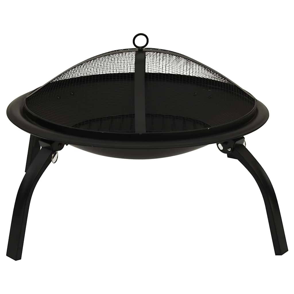 ComfortXL - Brasero Barbecue 2-en-1 Acier avec Tisonnier et Grille pour Jardin Pliable Noir – ComfortXL Outdoor Living - Image 4