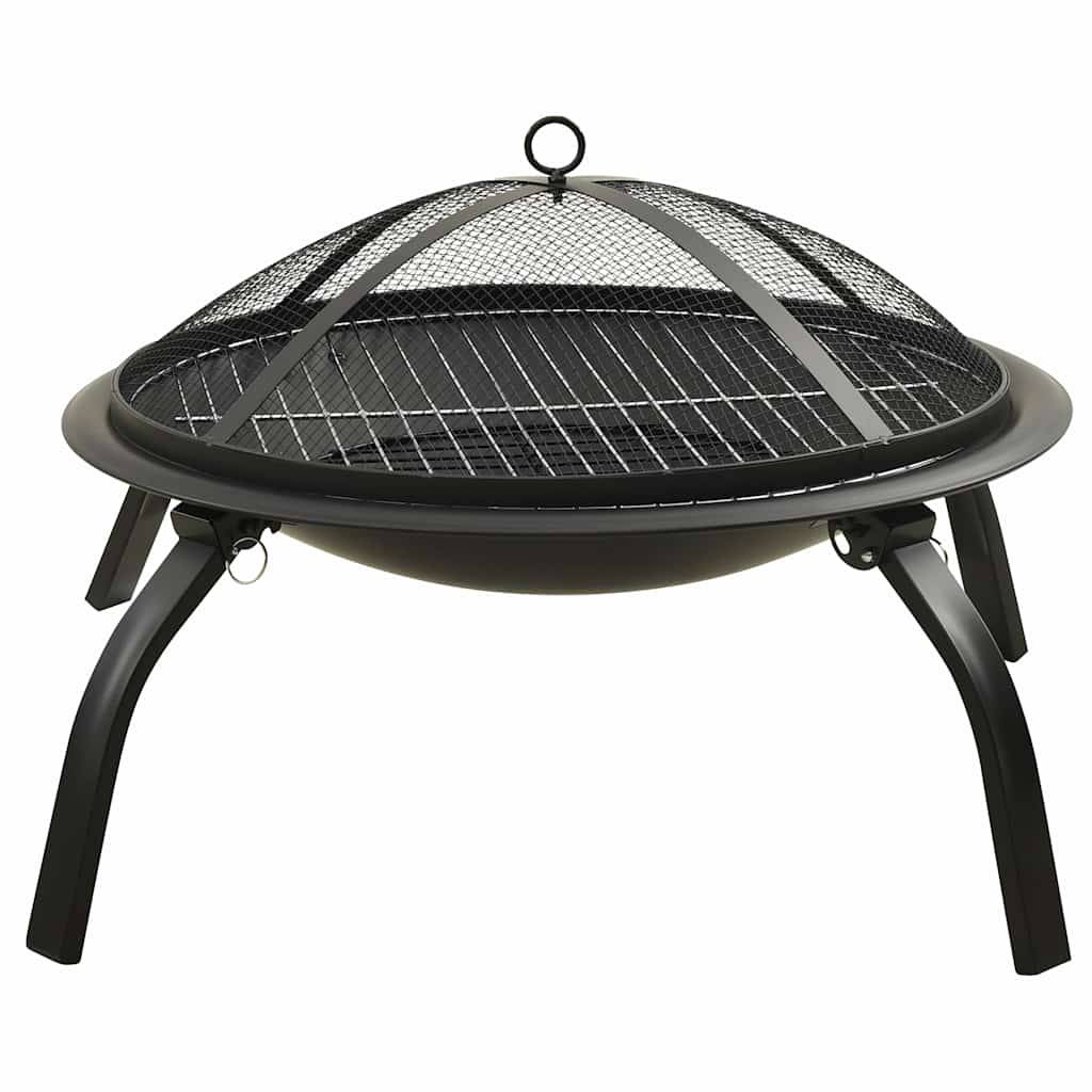 ComfortXL - Brasero Barbecue 2-en-1 Acier avec Tisonnier et Grille pour Jardin Pliable Noir – ComfortXL Outdoor Living - Image 5