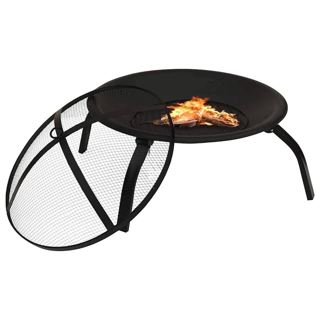 ComfortXL - Brasero Barbecue 2-en-1 Acier avec Tisonnier et Grille pour Jardin Pliable Noir – ComfortXL Outdoor Living - Image 3